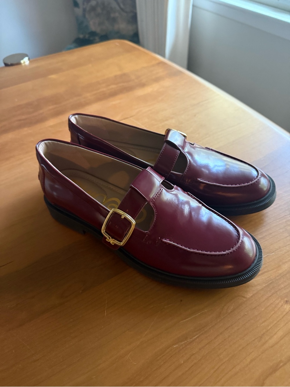 Women’s Burgundy Leather Buckle Loafers
